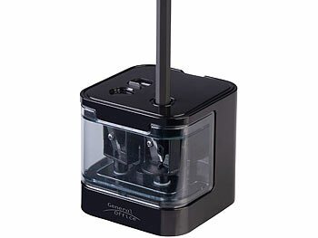 General Office Bleistiftspitzer, USB- & Batterie-Betrieb, 6-12 mm Ø Stifte, schwarz
