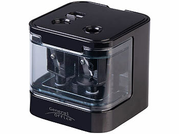 General Office Bleistiftspitzer, USB- & Batterie-Betrieb, 6-12 mm Ø Stifte, schwarz