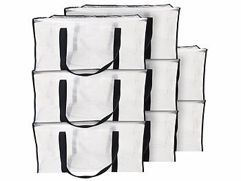 Aufbewahrungstasche groß: infactory 8er-Set Aufbewahrungstaschen, Schultergurt, Reißverschluss, 90 Liter