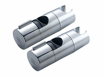 Badezimmer-Zubehör: BadeStern 2er Set Handbrause-Halterung für Duschstange mit Ø 19 - 25 mm, silber