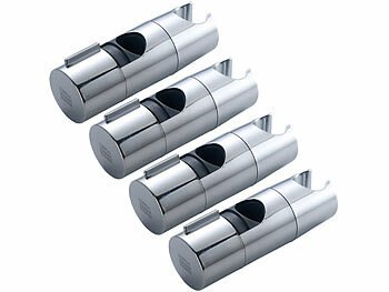 Handbrausehalterungen: BadeStern 4er Set Handbrause-Halterung für Duschstange mit Ø 19 - 25 mm, silber