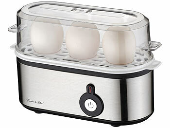 Rosenstein & Söhne 3-Ei-Eierkocher: Edelstahl-Eierkocher mit Messbecher, für bis zu 3 Eier, 210 Watt (Eierkocher mit Abschaltautomatik)