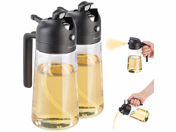 Ölsprayflaschen: Rosenstein & Söhne 2er-Set 2in1-Ölspender und Ölsprüher für Kochen u.v.m., Glas, 470 ml 