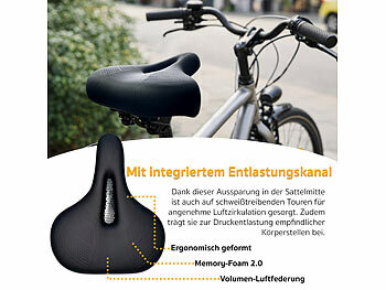 PEARL sports Sattel: Ergonomischer Fahrradsattel mit Memory-Foam, fr  City-Bikes, unisex (Memoryfoam Fahrradsattel)