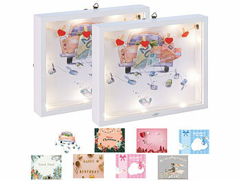 infactory 2er set 8in1-3D-Bilderrahmen-Spardose mit Licht, Acrylglas