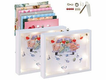 infactory 2er set 8in1-3D-Bilderrahmen-Spardose mit Licht, Acrylglas