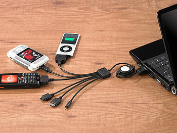 Callstel 6in1 USB-Ladekabel für iPod/iPhone, Handys, MP3-Player & Co.