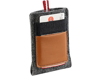 Xcase Hochwertige Filz-Tasche mit Außentasche für Smartphones bis 3.5"
