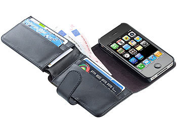 Xcase Schutztasche m. Geldschein- & EC-Kartenfach für iPhone 4/4s, schwarz