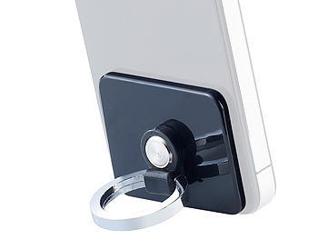 Handyhalter Ring: Callstel Mini-Ring-Ständer und -Halterung für Smartphones und Tablets