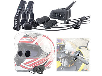 Callstel Motorrad-BT-Intercom-Headset, Fernbedienung, 1 km Reichweite, 2er-Set