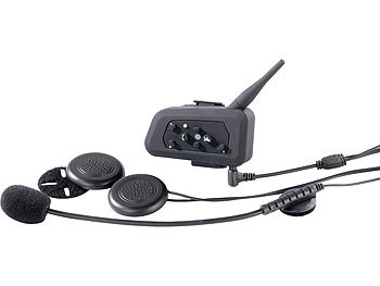 Callstel Motorrad-Intercom-Headset mit Bluetooth, Fernbedienung, 1km Reichweite