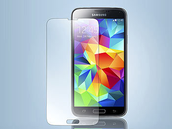 Panzerglas: Somikon Displayschutz für Samsung Galaxy S5 gehärtetes Echtglas, 9H
