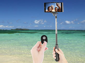 Somikon Vorsatz-Tele-Objektiv für Smartphones, Dreibein-Stativ & Fernauslöser Somikon Vorsatz-Tele-Objektive mit Smartphone-Stativen und Fernauslösern