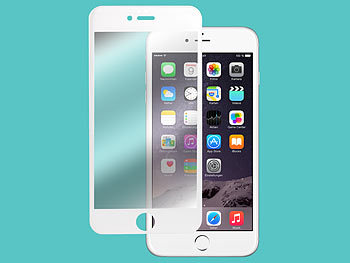 Apple iPhone Schutzglas: Somikon Randloses Displayschutz-Cover iPhone 6/s Plus Echtglas 9H weiß