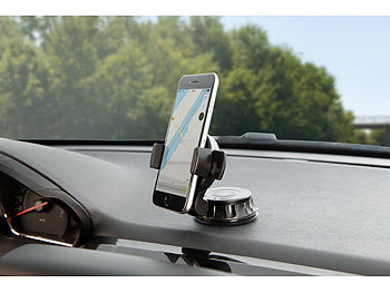 Lescars Kfz-Saugnapf-Smartphone-Halterung für Frontscheibe