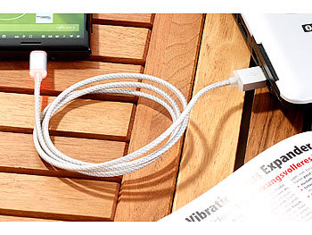 Callstel Lade- und Datenkabel mit LED, Micro-USB, 1 m, silber