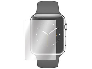 Displayschutz für iWatch: Somikon Displayschutz für Apple Watch 38 mm, gehärtetes Echtglas, 9 H