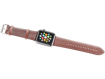 Callstel Glattleder-Armband für Apple Watch 38 mm, braun