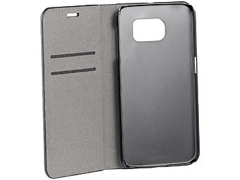 Carlo Milano Echtleder-Schutztasche mit Standfunktion für Galaxy S6, schwarz