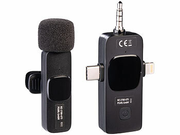 Callstel 2er-Set Mini-Funkmikrofone für USB-C-Geräte, 2,4 GHz, 10 m
