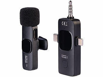 Callstel 2er-Set Mini-Funkmikrofone für USB-C-Geräte, 2,4 GHz, 10 m