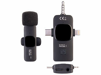Callstel 2er-Set Mini-Funkmikrofone für USB-C-Geräte, 2,4 GHz, 10 m