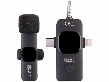 Callstel 2er-Set Mini-Funkmikrofone für USB-C-Geräte, 2,4 GHz, 10 m