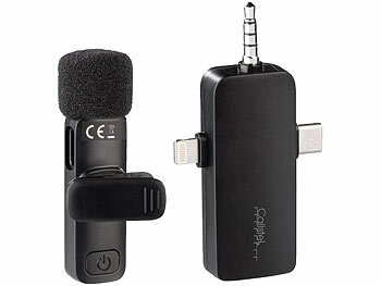 Callstel 2er-Set Mini-Funkmikrofone für USB-C-Geräte, 2,4 GHz, 10 m