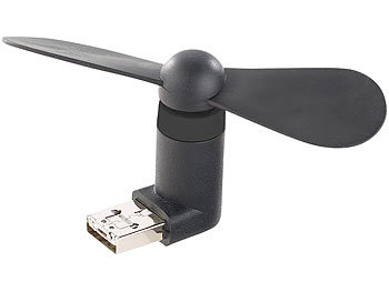 Callstel Mini-Ventilator, USB & Micro-USB-Stecker für PC, Smartphone, Tablet (Handy Ventilator USB