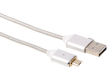 Callstel USB-Lade- & Datenkabel mit magnetischem Micro-USB-Stecker, 1m, 2er-Set