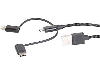 Lighting Berner Neu Orginal  367172 USB Multi Ladekabel 3 in 1 Micro-USB Typ C 