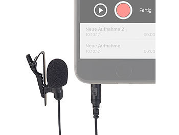 auvisio Mini-Ansteck-Kondensator-Mikrofon für Smartphone, Tablet & PC