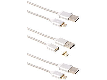 USB Magnet Kabel: Callstel USB-Lade- & Datenkabel mit magnetischem Micro-USB-Stecker, 1m, 3er-Set