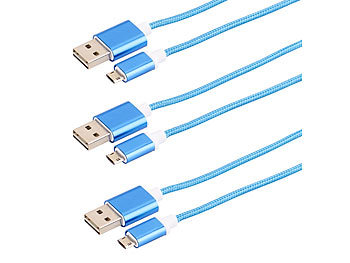 Micro USB Ladekabel: Callstel Lade-/Datenkabel Micro-USB mit beidseitigen Steckern, 1m, 3er-Set