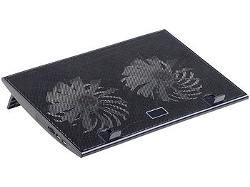 Callstel Ultraleiser Laptop-Kühler bis 43,8 cm (17"), 2 Lüfter, LED, 15 dB