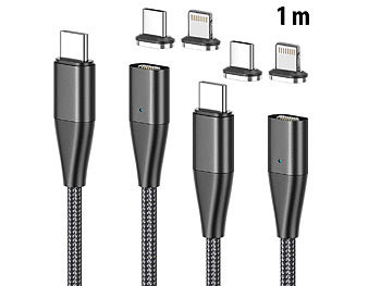 USB C Kabel: Callstel 2er-Set magnet. USB-C-Schnell-Ladekabel, Typ C & Lightning, 1 m, 3 A