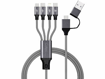 Callstel 2er-Set 8in1-Lade- & Datenkabel USB-C/A zu C/Micro-USB/Lightning, 2 m