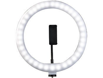 Somikon LED-Ringlicht, Handy-Halter, Stativ, Versandrückläufer