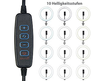 Somikon LED-Ringlicht, Handy-Halter, Stativ, Versandrückläufer
