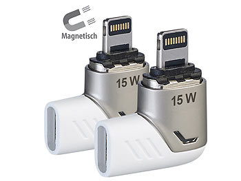 Handyzubehör: Callstel 2er-Set Lightning-kompatibler 90°-USB-C-Schnell-Ladeadapter,magnetisch