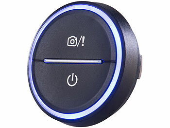 Lescars Akku-Gefahrenstellen-Warner mit Bluetooth und App, Multicolor-LED-Ring 