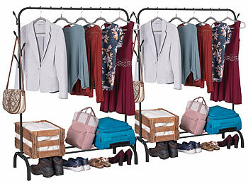 Bekleidungsgestell: Carlo Milano 2er-Set Freist. Kleiderstange m. 8 Haken, 110 x 146 x 41 cm, schw. 