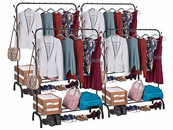 Bekleidungsgestelle: Carlo Milano 4er-Set Freist. Kleiderstange mit 8 Haken, 110 x 146 x 41 cm, schwarz 