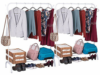 Garderobe Metall: Carlo Milano 2er-Set Freist.  Kleiderstange mit 8 Haken, 110 x 146 x 41 cm, weiß