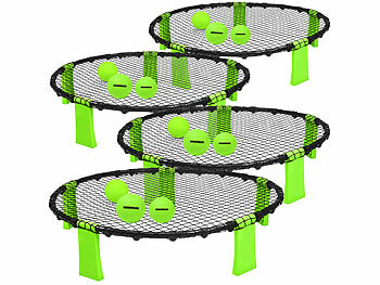 Strand-Zubehör: PEARL sports 4 Outdoor-Roundnet-Spielsets mit 4 Spielnetzen und 12 Bällen, Ø 92 cm