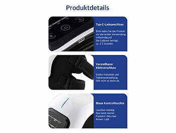 newgen medicals Akku-Knie-Massagegerät mit Infrarot-Tiefenwärme, LED-Touchscreen 