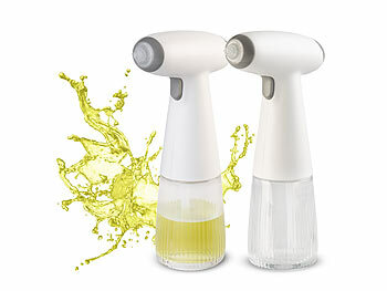 Öl-Sprühflaschen Küche: Rosenstein & Söhne 2er-Set Akku-Nebel-Sprühflasche, Öl & Essig, 180 ml, Echtglas, USB-C