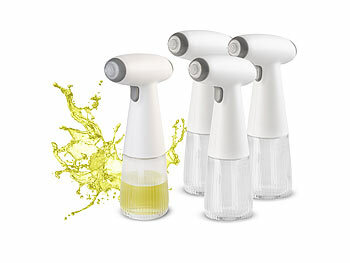 Rosenstein & Söhne Öl-Spray: 4er-Set Akku-Nebel-Sprühflasche, Öl & Essig, 180 ml, Echtglas, USB-C (Ölzerstäuber Küche)