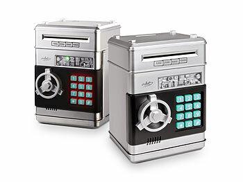 infactory Kinderspardosen: 2er-Set Elektrische Kinder-Spardose, Tresor-Form, Zahlencode, silber (Kinder Sparboxen)